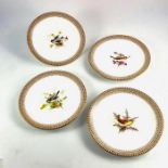 A Royal Worcester bird painted part dessert service