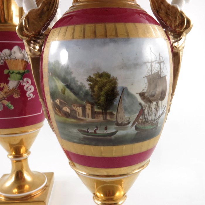 A pair of Paris porcelain twin handled vases, - Image 10 of 11