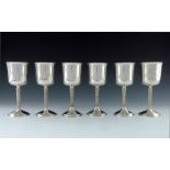 Anthony Elson for Garrard and Co., a matched set of six Modernist silver goblets