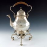 An Edwardian silver kettle and burner on stand, C S Harris and Sons