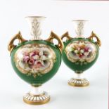 Richardson for Royal Worcester, a pair of floral painted vases