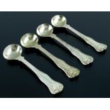 A set of four early Victorian silver salt spoons