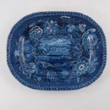 A Ralph Hall, Staffordshire blue and white oval platter, circa 1822, Boughton House