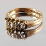 A Victorian 18 carat gold, seed pearl and diamond ring