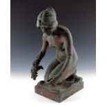 Albert Toft (1862-1949), a bronze figure of a nude woman collecting flowers
