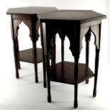 Liberty and Co., two Arts and Crafts oak Moorish occasional tables