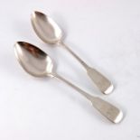 A pair of George IV silver serving spoons John Meek London 1827