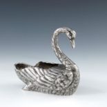 A French silver swan salt cella