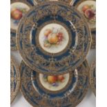 R Sebright for Royal Worcester, a fruit painted part dessert service