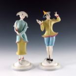 Agnes Pinder Davis for Royal Worcester, two Chinoiserie figures,