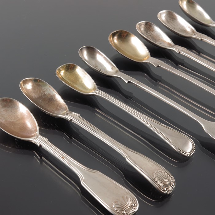 A collection of Victorian silver long handle condiment spoons, George Adams - Image 3 of 3