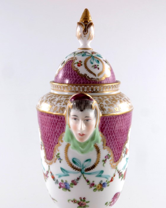 A Dresden vase and cover - Image 6 of 11