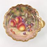 H Ayrton for Royal Worcester, a fruit painted strawberry dish