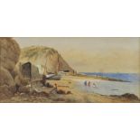 19th Century School, Cornish beach scene, watercolour