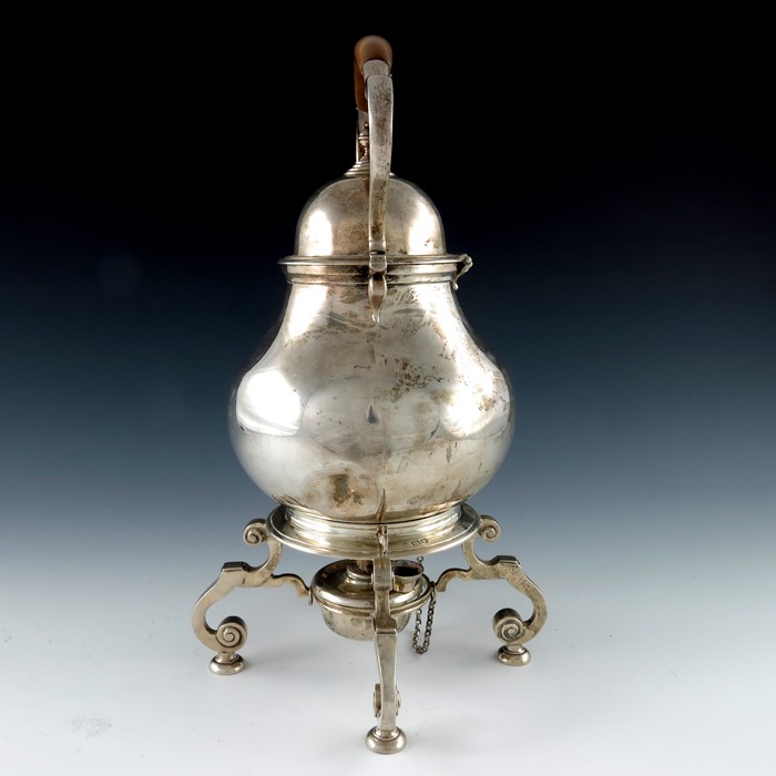 An Edwardian silver kettle and burner on stand, C S Harris and Sons - Image 3 of 7