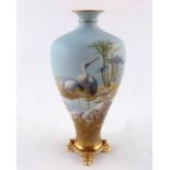 W Powell for Royal Worcester, a stork painted vase, 1911
