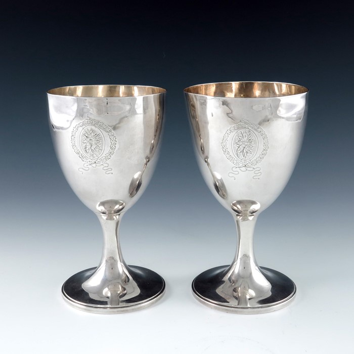 A pair of George III silver goblets, James Darquites, London 1795 - Image 2 of 4