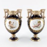 Antonin Boullemier for Minton, a pair of painted pedestal vases