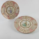 J Keeling for Coalport, a pair of reticulated dessert plates