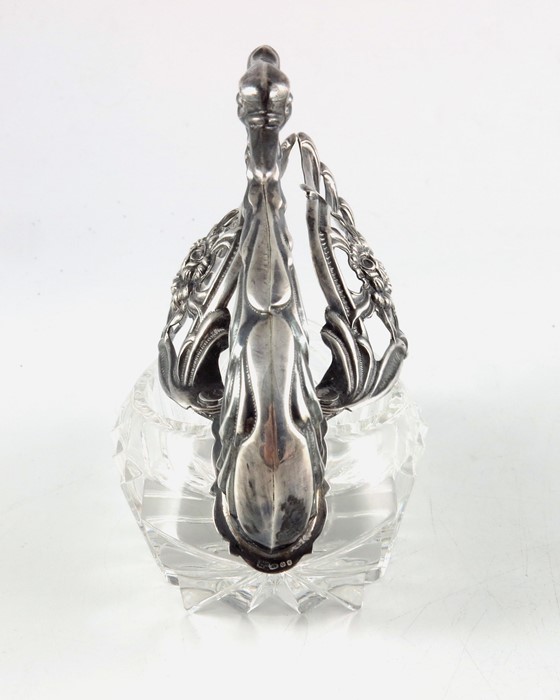 A Continental silver and glass swan bowl, E Ltd., London import marks 1981 - Image 3 of 3