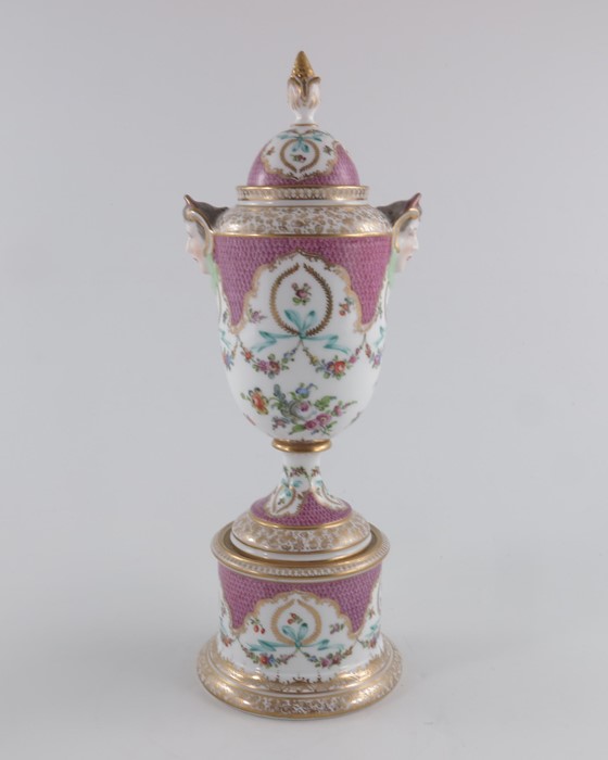 A Dresden vase and cover - Image 5 of 11