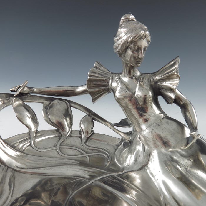 WMF, a ugendstil silver plated figural dish, in the Art Nouveau style - Image 4 of 5