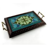 Shapland and Petter, an Arts and Crafts mahogany and tile set tray