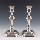 A pair of Spanish silver candlesticks, in the 18th century style
