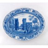 A Spode Staffordshire blue and white oval meat platter, Caramanian Series