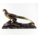 P Pollin, an Art Deco bronze figure of a pheasant