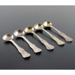 Five Victorian Scottish silver salt spoons