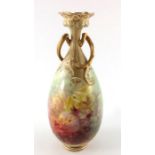 Edward Raby for Doulton Burslem, a Luscian Ware floral painted vase