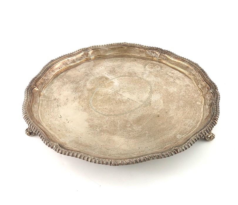 A large Victorian silver salver tray, Elkington and Co. - Image 2 of 3