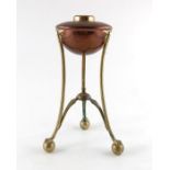 W A S Benson, an Arts and Crafts copper and brass oil lamp base