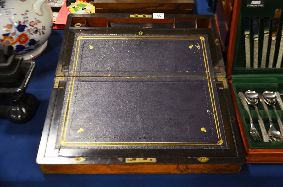 A Victorian brass bound writing slope.