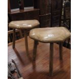 Two Elm Farmhouse three legged stools. (2)