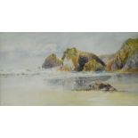 William Casley, 'Rocky Cornish Beach', watercolour