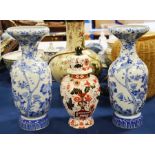 A pair of Chinese baluster vase, blue and white decoration