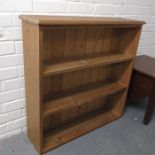 Pine book case fitted two shelves, 82cm wide, 82cm