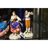 A pair of 19th Century porcelain figures, flute pl