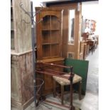 Card table, towel rail, upholstered stool and a fl