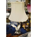 Swan form lamp base, decorative china and glasswar