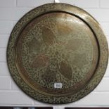 A Cairoware/Persian circular tray, chased and enam