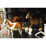 Beswick brown horse and orange bay foal; a Beswick