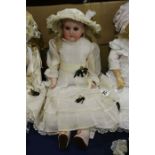 Armand Marseille doll, porcelain head with brown g