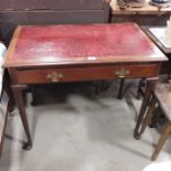 Mid 19th Century mahogany desk, red leather inlay,