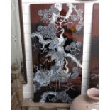 Four Chinese lacquered panels, motherof-pearl inla