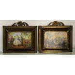 A pair of metal miniature frames, chased decoratio