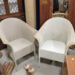A pair of Lloyd Loom Belvoir chairs, pale grey (2