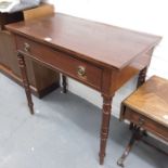 A mahogany and boxwood inlaid side table fitted s